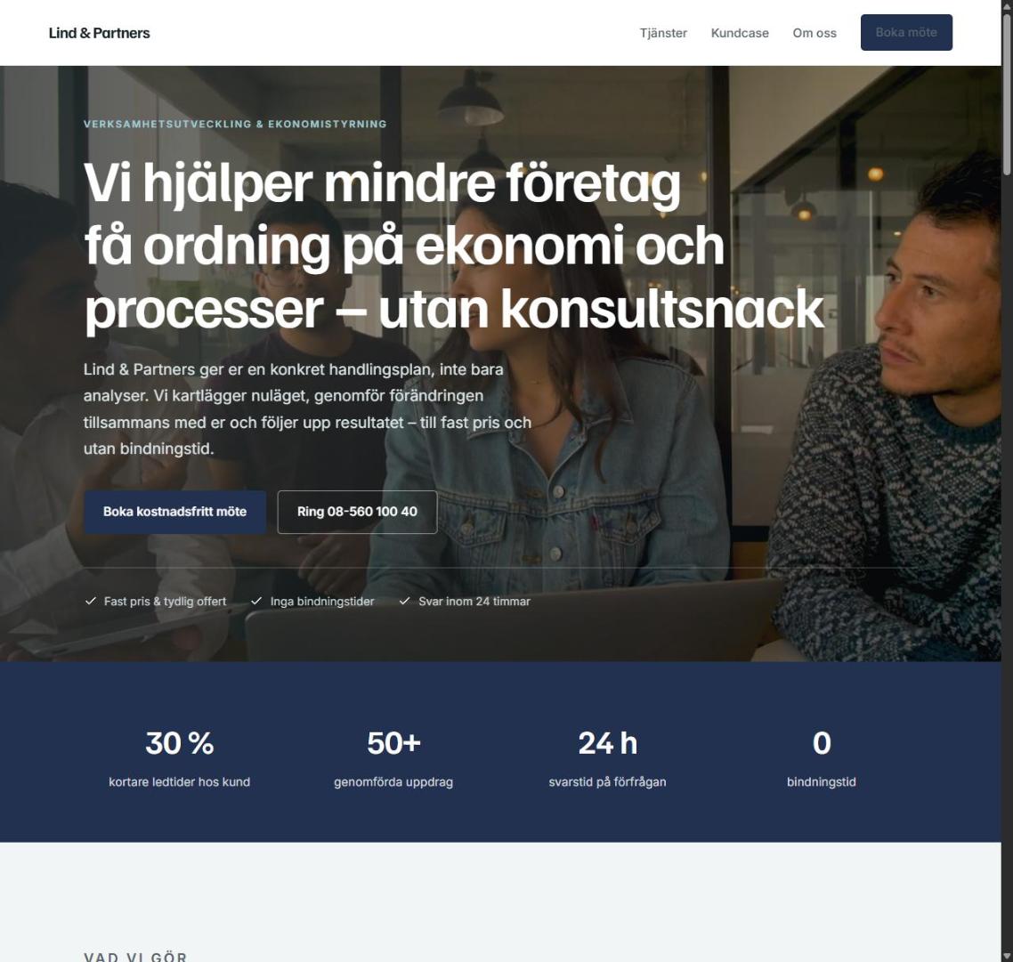 Example site for a consultancy – Lind & Partners